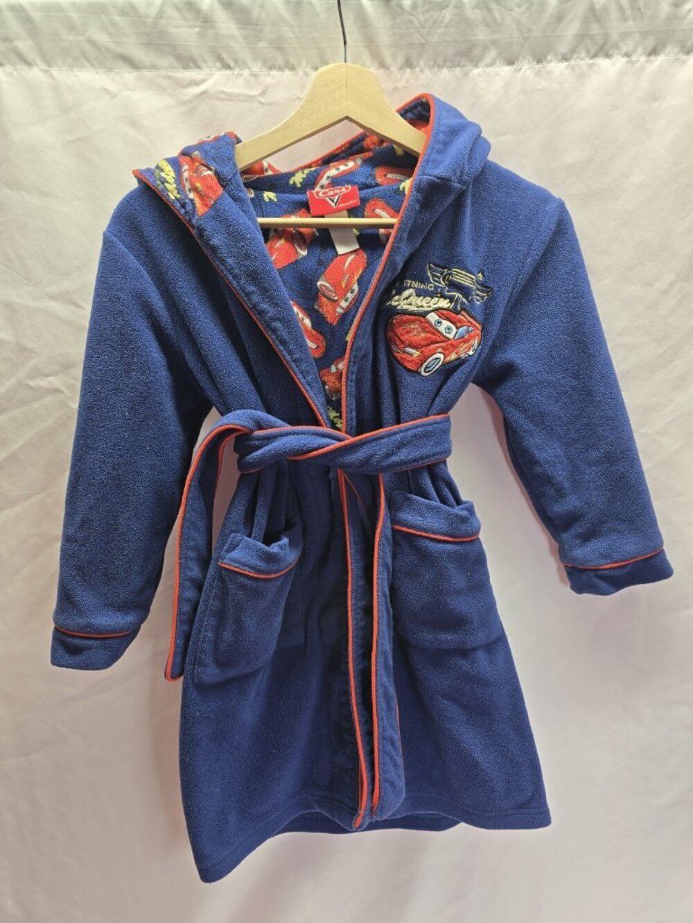 Disney Pixar Cars Lightning McQueen Boys Cozy Fleece Robe-Vintage Y2K Small READ